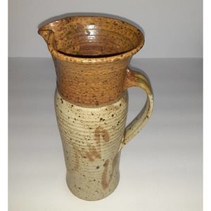 Schmidt Tall Stoneware Pitcher Earth Browns & Cream 11.5"